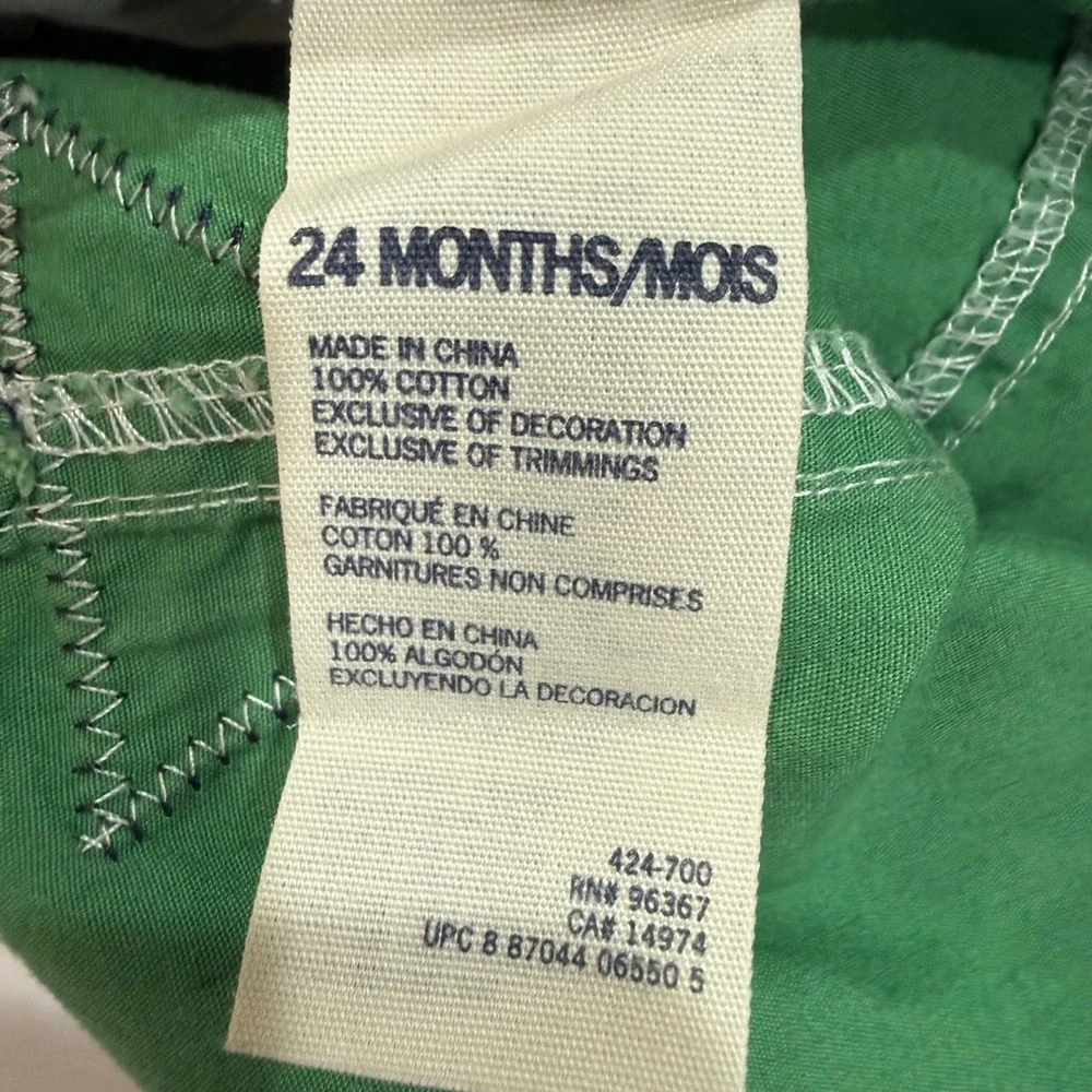 OshKosh Bgosh Kids Green 100% Cotton Canvas Shortalls Overalls 24 Months
